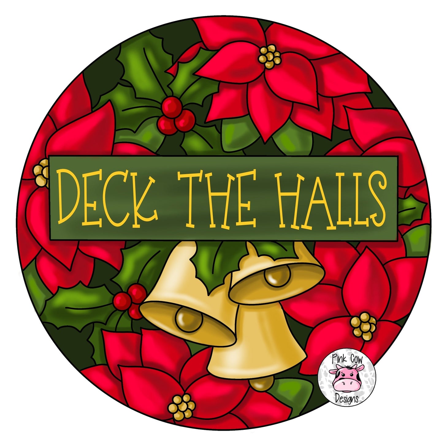 Deck The Halls Poinsettia Round (PC028)